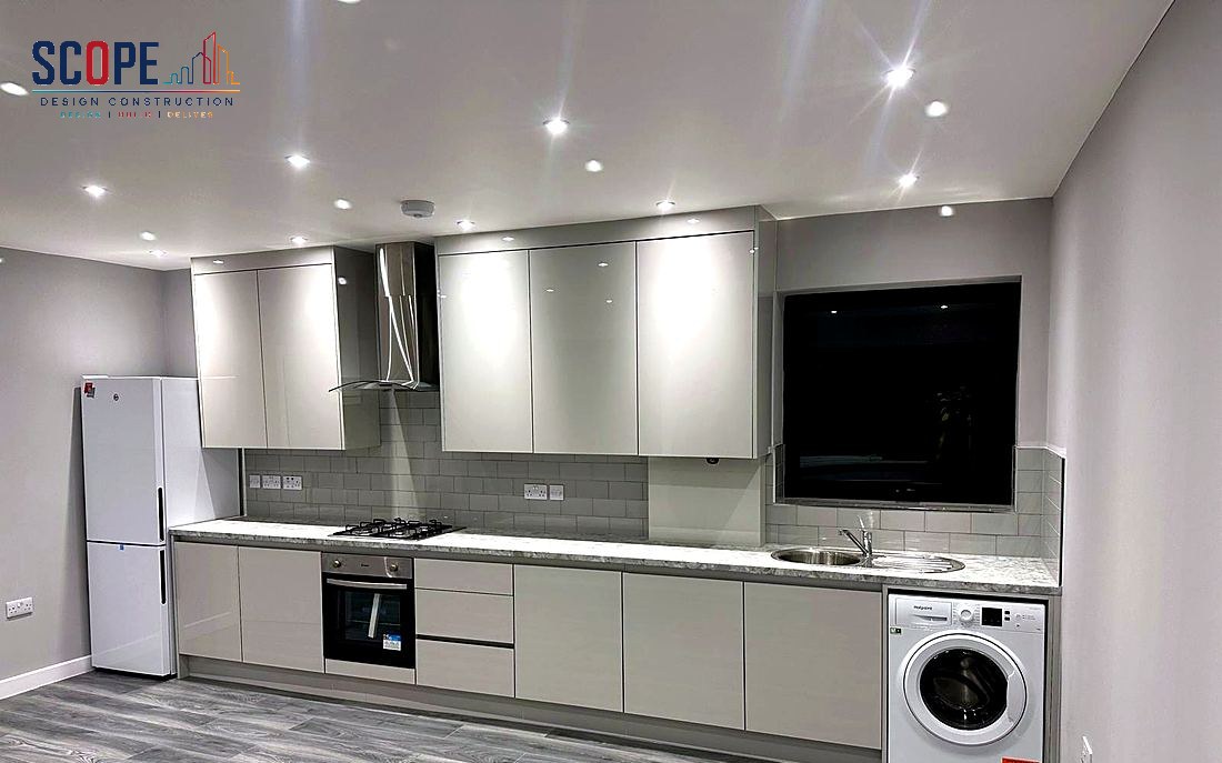 Finished white gloss kitchen installation