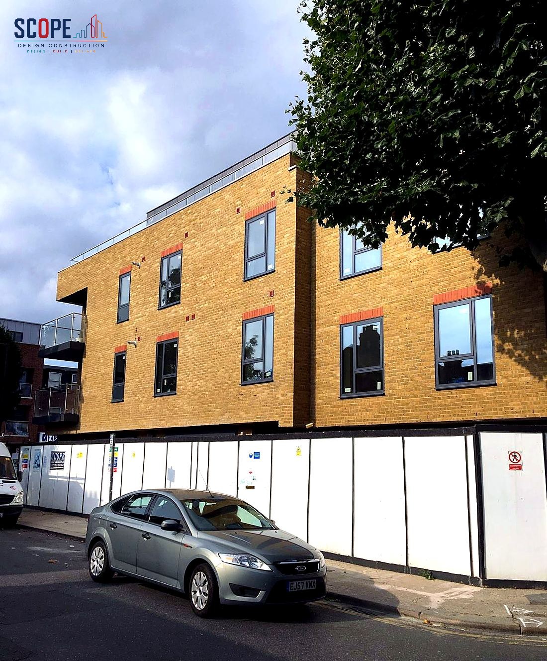 Completed new-build apartment block