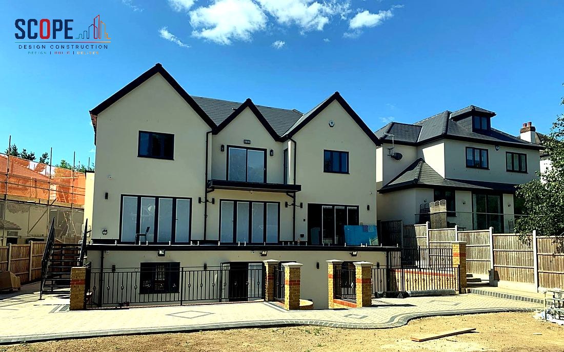 Pair of completed new-build houses