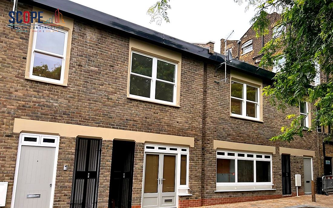 Completed brick terrace housing